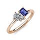 4 - Nadya Pear Shape Forever Brilliant Moissanite & Emerald Shape Iolite 2 Stone Duo Ring 