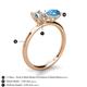 5 - Tanya Oval Shape GIA Certified Diamond & Cushion Shape Blue Topaz 2 Stone Duo Ring 
