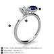 5 - Tanya Oval Shape GIA Certified Diamond & Cushion Shape Blue Sapphire 2 Stone Duo Ring 