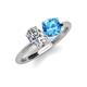 4 - Tanya Oval Shape IGI Certified Lab Grown Diamond & Cushion Shape Blue Topaz 2 Stone Duo Ring 