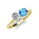4 - Tanya Oval Shape IGI Certified Lab Grown Diamond & Cushion Shape Blue Topaz 2 Stone Duo Ring 