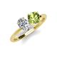 4 - Tanya Oval Shape IGI Certified Lab Grown Diamond & Cushion Shape Peridot 2 Stone Duo Ring 