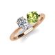 4 - Tanya Oval Shape IGI Certified Lab Grown Diamond & Cushion Shape Peridot 2 Stone Duo Ring 