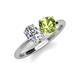 4 - Tanya Oval Shape IGI Certified Lab Grown Diamond & Cushion Shape Peridot 2 Stone Duo Ring 