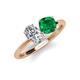 4 - Tanya Oval Shape IGI Certified Lab Grown Diamond & Cushion Shape Emerald 2 Stone Duo Ring 