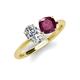 4 - Tanya Oval Shape IGI Certified Lab Grown Diamond & Cushion Shape Rhodolite Garnet 2 Stone Duo Ring 