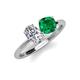 4 - Tanya Oval Shape IGI Certified Lab Grown Diamond & Cushion Shape Emerald 2 Stone Duo Ring 