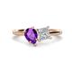 1 - Zoya Pear Shape Amethyst & Princess Shape Certified Diamond 2 Stone Duo Ring 