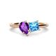 1 - Zoya Pear Shape Amethyst & Princess Shape Blue Topaz 2 Stone Duo Ring 
