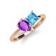 4 - Zoya Pear Shape Amethyst & Princess Shape Blue Topaz 2 Stone Duo Ring 