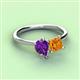 3 - Zoya Pear Shape Amethyst & Princess Shape Citrine 2 Stone Duo Ring 