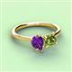 3 - Zoya Pear Shape Amethyst & Princess Shape Peridot 2 Stone Duo Ring 