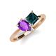 4 - Zoya Pear Shape Amethyst & Princess Shape London Blue Topaz 2 Stone Duo Ring 