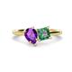 1 - Zoya Pear Shape Amethyst & Princess Shape Lab Created Alexandrite 2 Stone Duo Ring 