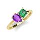 4 - Zoya Pear Shape Amethyst & Princess Shape Lab Created Alexandrite 2 Stone Duo Ring 