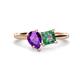1 - Zoya Pear Shape Amethyst & Princess Shape Lab Created Alexandrite 2 Stone Duo Ring 