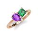4 - Zoya Pear Shape Amethyst & Princess Shape Lab Created Alexandrite 2 Stone Duo Ring 