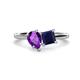 1 - Zoya Pear Shape Amethyst & Princess Shape Lab Created Blue Sapphire 2 Stone Duo Ring 