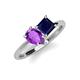 4 - Zoya Pear Shape Amethyst & Princess Shape Lab Created Blue Sapphire 2 Stone Duo Ring 