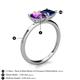 5 - Zoya Pear Shape Amethyst & Princess Shape Lab Created Blue Sapphire 2 Stone Duo Ring 
