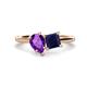 1 - Zoya Pear Shape Amethyst & Princess Shape Lab Created Blue Sapphire 2 Stone Duo Ring 