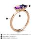 5 - Zoya Pear Shape Amethyst & Princess Shape Lab Created Blue Sapphire 2 Stone Duo Ring 