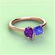 3 - Zoya Pear Shape Amethyst & Princess Shape Tanzanite 2 Stone Duo Ring 