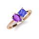 4 - Zoya Pear Shape Amethyst & Princess Shape Tanzanite 2 Stone Duo Ring 