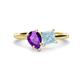 1 - Zoya Pear Shape Amethyst & Princess Shape Aquamarine 2 Stone Duo Ring 