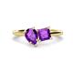 1 - Zoya Pear & Princess Shape Amethyst 2 Stone Duo Ring 