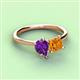3 - Zoya Pear Shape Amethyst & Princess Shape Citrine 2 Stone Duo Ring 