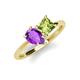 4 - Zoya Pear Shape Amethyst & Princess Shape Peridot 2 Stone Duo Ring 