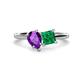 1 - Zoya Pear Shape Amethyst & Princess Shape Lab Created Emerald 2 Stone Duo Ring 