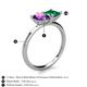 5 - Zoya Pear Shape Amethyst & Princess Shape Lab Created Emerald 2 Stone Duo Ring 