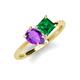 4 - Zoya Pear Shape Amethyst & Princess Shape Lab Created Emerald 2 Stone Duo Ring 