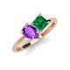 4 - Zoya Pear Shape Amethyst & Princess Shape Lab Created Emerald 2 Stone Duo Ring 