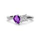 1 - Zoya Pear Shape Amethyst & Princess Shape Forever One Moissanite 2 Stone Duo Ring 