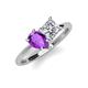 4 - Zoya Pear Shape Amethyst & Princess Shape Forever One Moissanite 2 Stone Duo Ring 