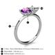 5 - Zoya Pear Shape Amethyst & Princess Shape Forever One Moissanite 2 Stone Duo Ring 