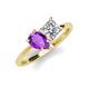 4 - Zoya Pear Shape Amethyst & Princess Shape Forever One Moissanite 2 Stone Duo Ring 