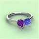 3 - Zoya Pear Shape Amethyst & Princess Shape Tanzanite 2 Stone Duo Ring 