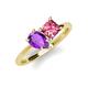 4 - Zoya Pear Shape Amethyst & Princess Shape Pink Tourmaline 2 Stone Duo Ring 