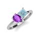 4 - Zoya Pear Shape Amethyst & Princess Shape Aquamarine 2 Stone Duo Ring 
