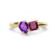 1 - Zoya Pear Shape Amethyst & Princess Shape Rhodolite Garnet 2 Stone Duo Ring 