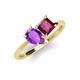 4 - Zoya Pear Shape Amethyst & Princess Shape Rhodolite Garnet 2 Stone Duo Ring 