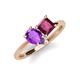 4 - Zoya Pear Shape Amethyst & Princess Shape Rhodolite Garnet 2 Stone Duo Ring 