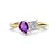 1 - Zoya Pear Shape Amethyst & Princess Shape Certified Lab Grown Diamond 2 Stone Duo Ring 