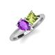 4 - Zoya Pear Shape Amethyst & Princess Shape Peridot 2 Stone Duo Ring 