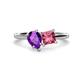 1 - Zoya Pear Shape Amethyst & Princess Shape Pink Tourmaline 2 Stone Duo Ring 
