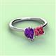 3 - Zoya Pear Shape Amethyst & Princess Shape Pink Tourmaline 2 Stone Duo Ring 